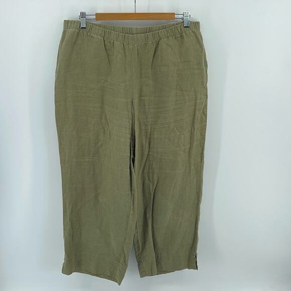 J. Jill Love Linen Lagenlook minimalist elastic waist pull on cropped pants sz M - Picture 1 of 5